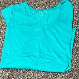 Woman Within Blue Cap Sleeve T-Shirt